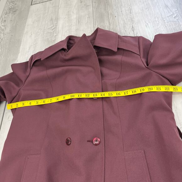 Vintage ILGWU Purple Long Sleeve Button Front Lined Warm Trench Style Coat - Picture 9 of 10